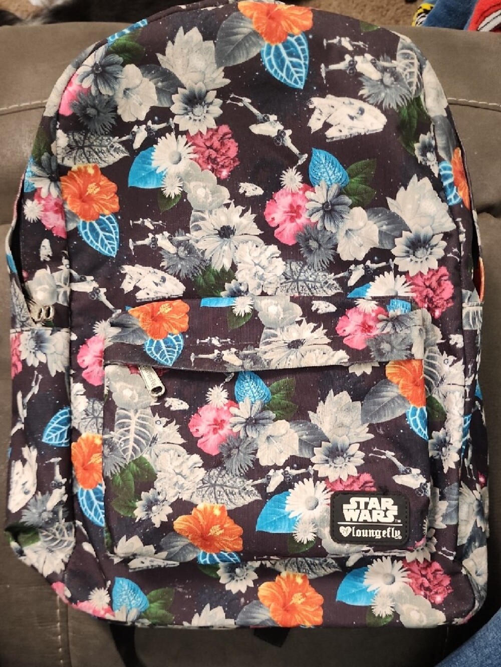 Star Wars Loungefly Floral Full Size Backpack Millennium Falcon X-Wing Disney - Picture 3 of 7